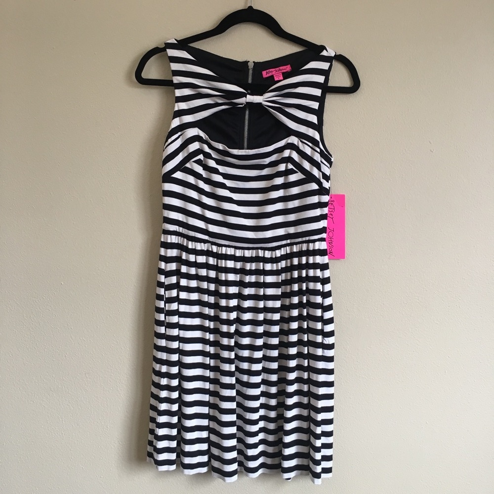 Betsey Johnson Bow Cutout Striped Dress 6